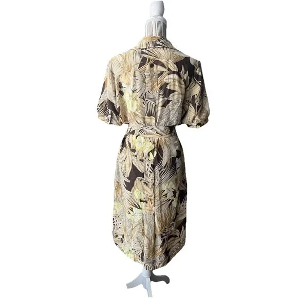 Salvatore Ferragamo Safari Logo Sheered Tan Brown Belted Maxi dress EEUC US14/42 - Picture 4 of 15